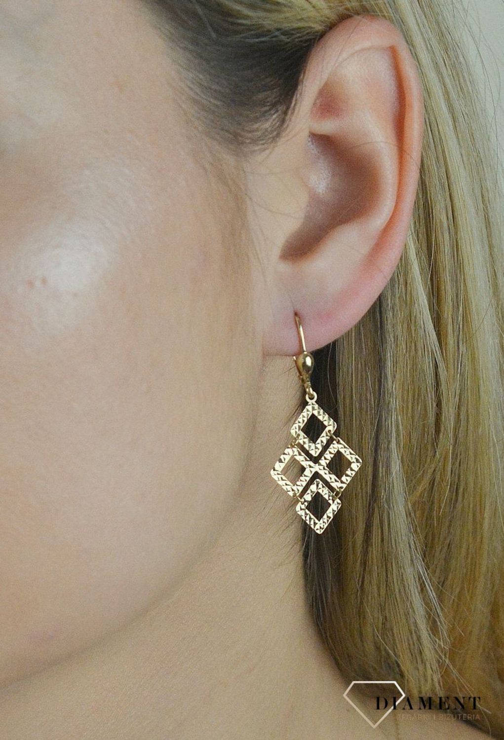 Złote kolczyki 333 wiszące romby KL 11225 333.jpg